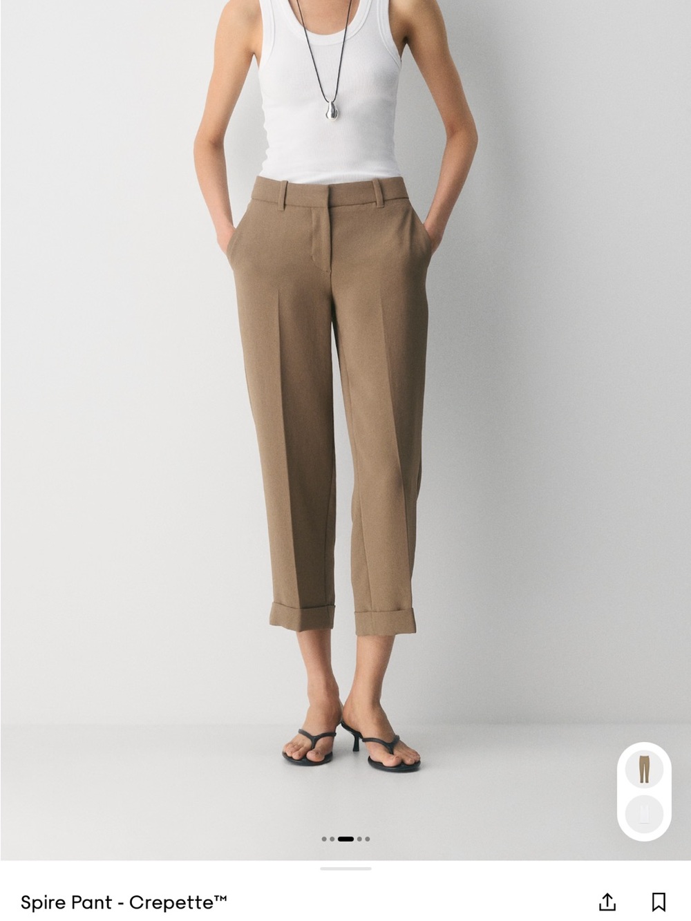 Aritzia Spire Cropped Crepe Pants in Taupe